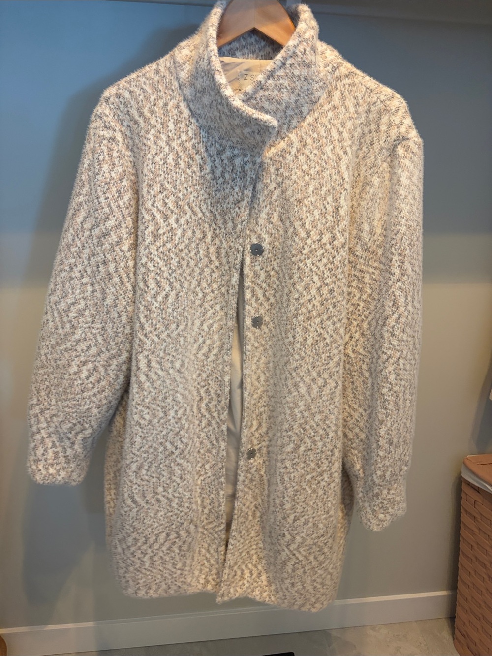 Z Supply Cream Bouclé Button-Front Sweater Coat